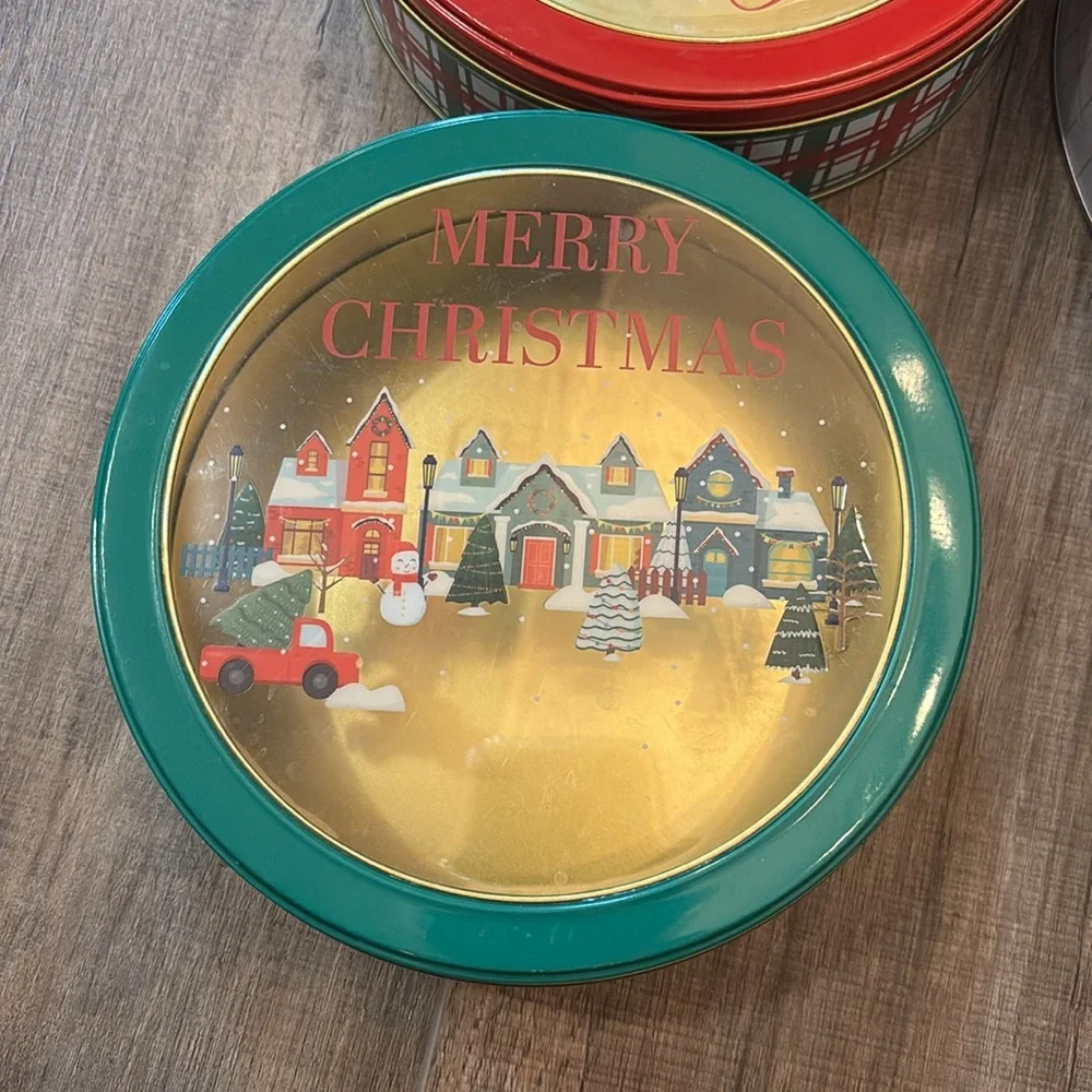 Set of 3 Christmas Holiday Cookie Tins - Baked Goods Gifting‎
